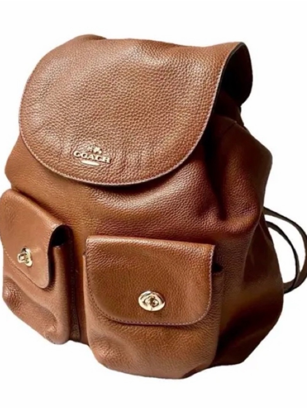 Coach Brown Pebbled Leather Backpack with Gold Hardware